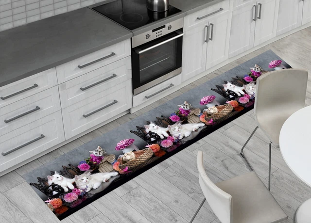 Tappeto Runner Cucina Antiscivolo Passatoia Fantasia Cat Room