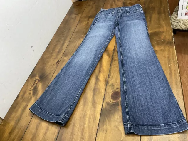 Ariat Jeans Womens Size 25R Trouser Bootcut Wide Leg Flare Blue Denim Western