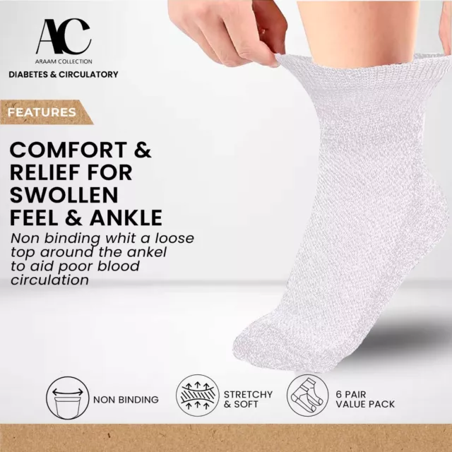 3-12Pairs Diabetic Ankle Socks Men & Women Circulatory Health Quarter 9-11 10-13 2