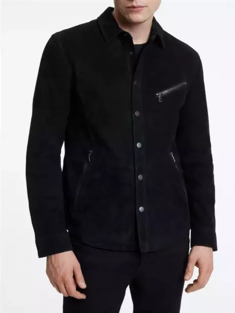 Veste en cuir noir pour hommes Pure Suede Casual Custom Made Taille SML XXL 3XL
