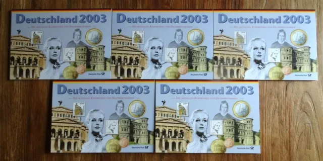 BRD Kursmünzensatz 2003 PP KMS Deutschland Münzen und Marken A,D,F,G,J + Dauerse