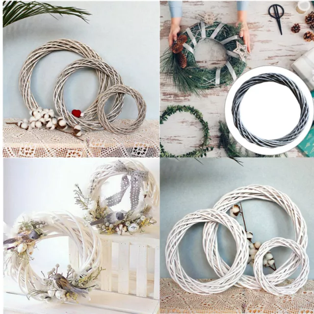 Artificial Vine Ring Rattan Wreath Christmas DIY Door Decor Home Wicker 20-35cm