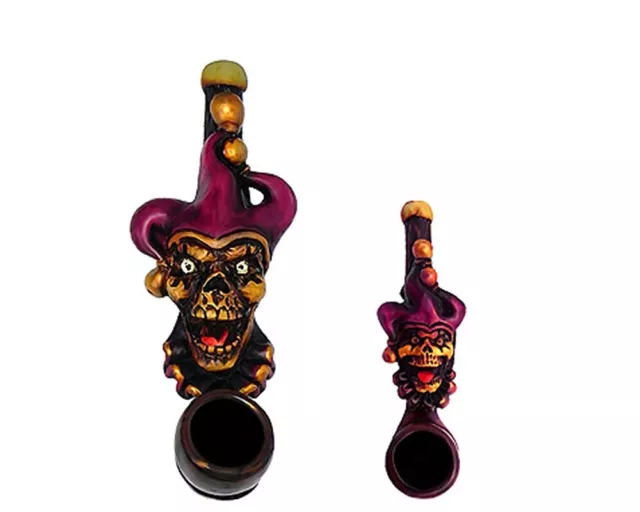 Evil Jester Clown Handmade Tobacco Smoking Mini & Small Pipes 2 Piece Gift Set