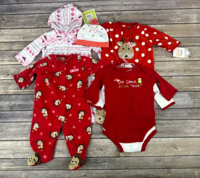 Carters Mixed Lot Baby Girl Christmas Outfit Size 3 Months New