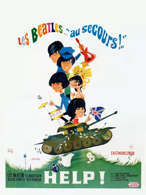 AU SECOURS ! LES BEATLES, HELP ! REPRO AFFICHE SUR TOILE EN 340g (60X80)