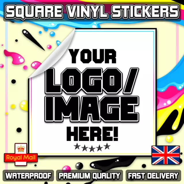 LOGO Printed Square Vinyl Stickers - GLOSS - Custom Postage Labels Personalised