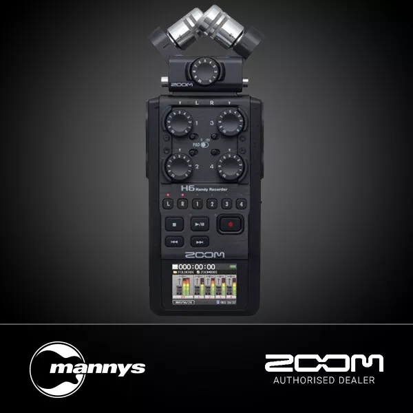 Zoom H6 Black Handy Recorder For Live, Podcast, Studio & More