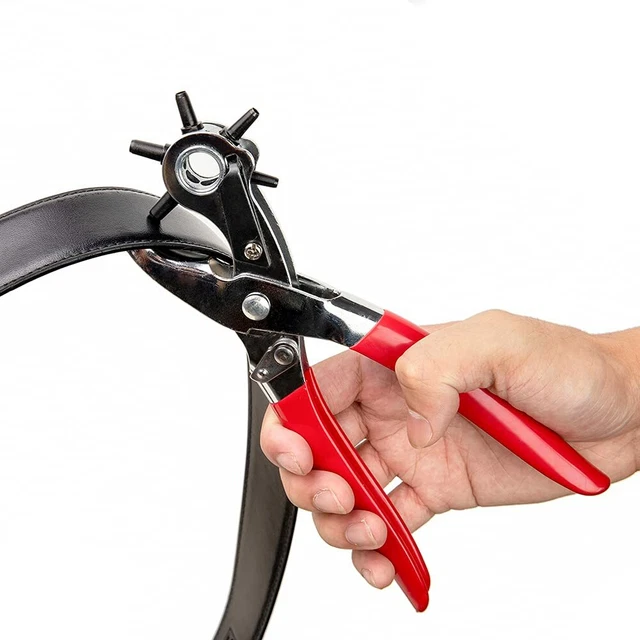 6 Sized 9'' Leather Hole Punch Heavy Duty Hand Pliers Belt Holes Puncher Tool