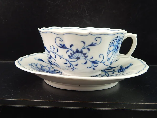 Vintage Preziosa Porcellana Meissen 2 Spade Tazza Da Te' Bianca E Blu Difetto #