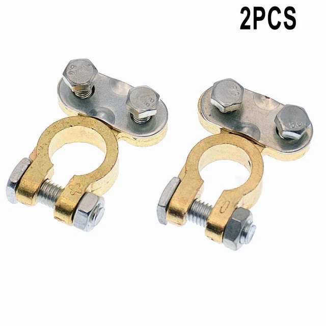 Bornes De Batterie Voiture - Lot De 4 (2 Positif + 2 Négatif) - Cuivre étamé - Pour 12V - Trous 17/18 Mm