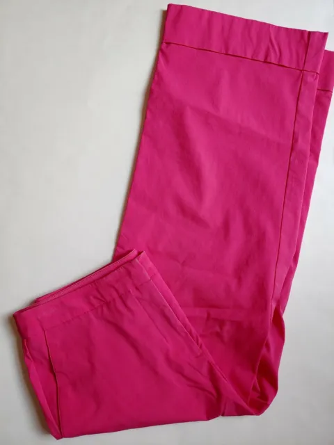 New York & Co City Stretch Cropped Capri Pants Womens Size 6 Pink Wide Leg Cuffe