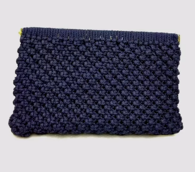 Vtg Jute Rope Macrame Clutch Purse Navy Blue Gold Frame Retro 60s 70s 80s Rodo?