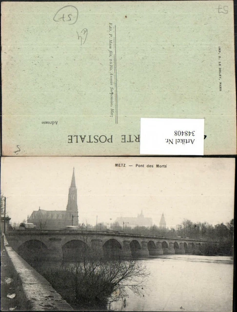 348408,Lothringen Moselle Metz Pont des Morts Brücke Kirche