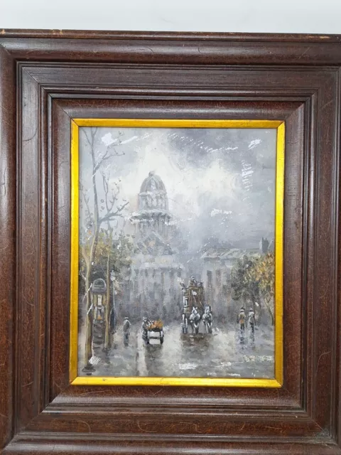 Oil on Canvas French Impressionist Arc de Triomphe Paris Streets J Gaston Signed 3
