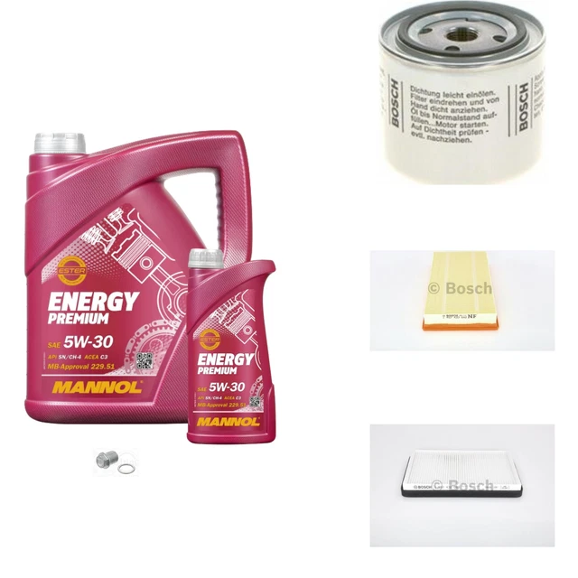 Bosch Pacchetto di Ispezione 6 L mannol Energy Premium 5W-30 per Volvo 850 Combo