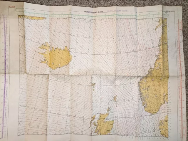 Vintage Royal Air Force flying course plotting and navigation maps