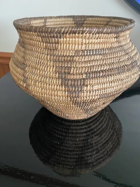 ANTIQUE VINTAGE PIMA INDIAN BASKET  Geometric 8” Tall nice FREE SHIP