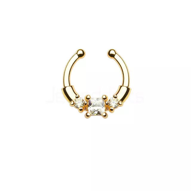 1-3PCS Fake Septum Ring Nose Hanger Clip on Non Piercing Clicker Body Jewellery 2