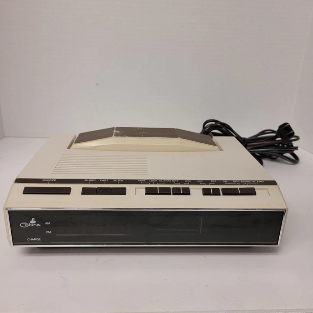 Vintage COBRA Telephone Alarm Clock Radio Phone Faux Wood Walnut RP-740B