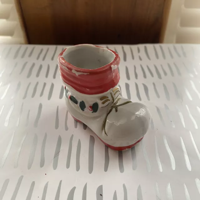 Vintage Christmas Boot Toothpick Holder Ceramic Figures Japan
