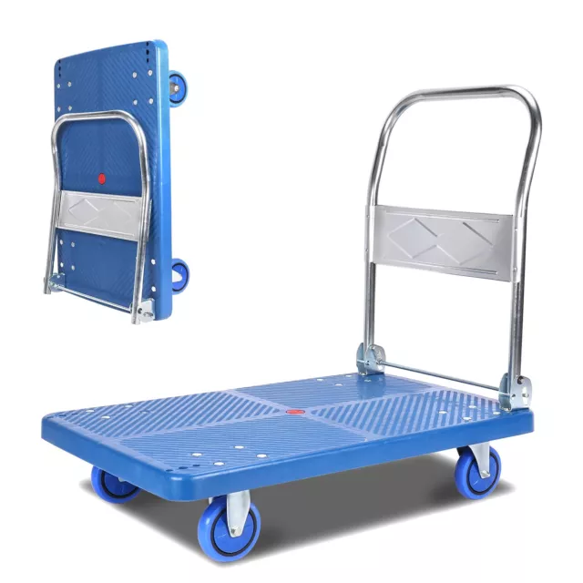 Folding Rolling Flatbed Cart Hand Platform Truck Push Dolly 330lbs Heavy Duty