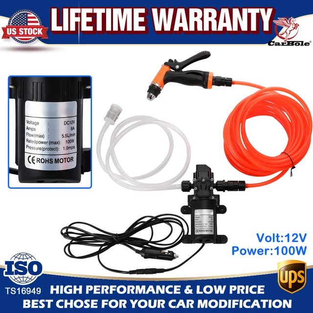 12V Electric Sprayer Gun 120PSI Car High Pressure Washer Set + Hose + Water Pump