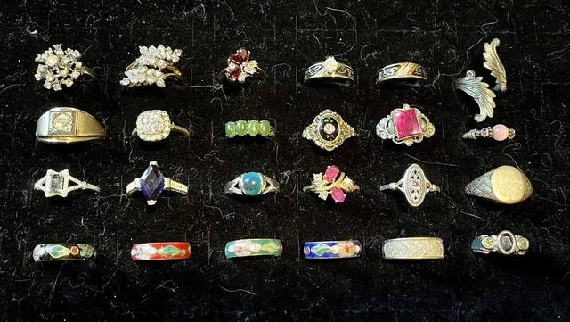 24 VINTAGE to Modern Ring Lot Rhinestones Most Signed AVON,925, 14/18KGE & More 24 VINTAGE to Modern Ring Lot Rhinestones Most Signed AVON,925, 14/18KGE & More