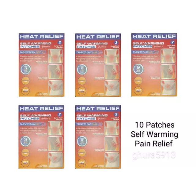 Heat Relief  Self Warming Patches 10 Large Heat Patches - Free Delivery