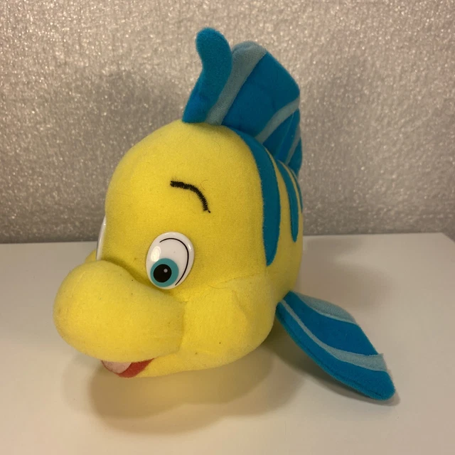 VINTAGE DISNEY'S LITTLE Mermaid Flounder 7" Plush Stuffed Animal Toy 8