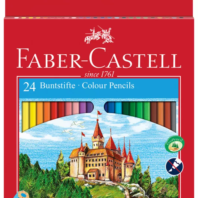 FABER-CASTELL Classic Colouring Pencils - Assorted Colours (Pack of 24) - NEW