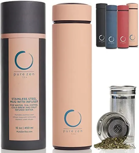 THERMOS with Infuser Stainless Steel Insulated Tumbler Leakproof PURE ZEN TEA