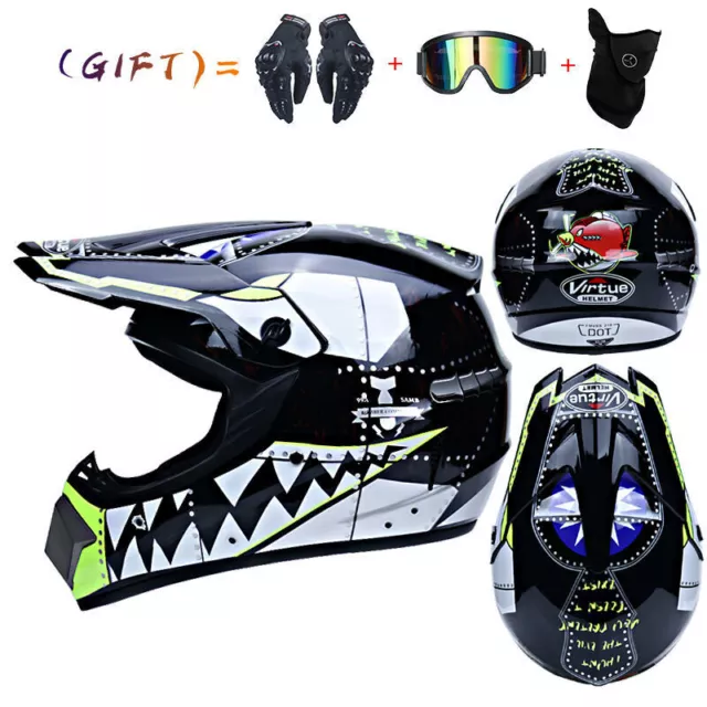 Off Road Full Face Mountain Bike Helmet Cycling Motorcycle Protective Helmet Kit 2