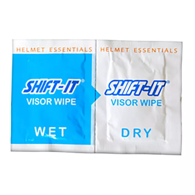 Shift-It Motorcycle/Motorbike/Scooter/MC Helmet/Lid Visor Wipes, Qty 2