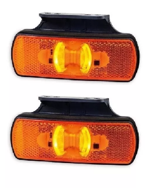 2x Côté Orange LED Marqueur 12V/24V Feux W/Support pour Camion Bus Benne Camion