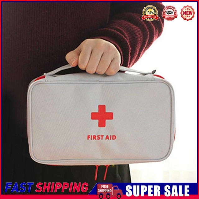 First Aid Kit Emergency Portable Outdoor Survival Medical Bag (Gray White)