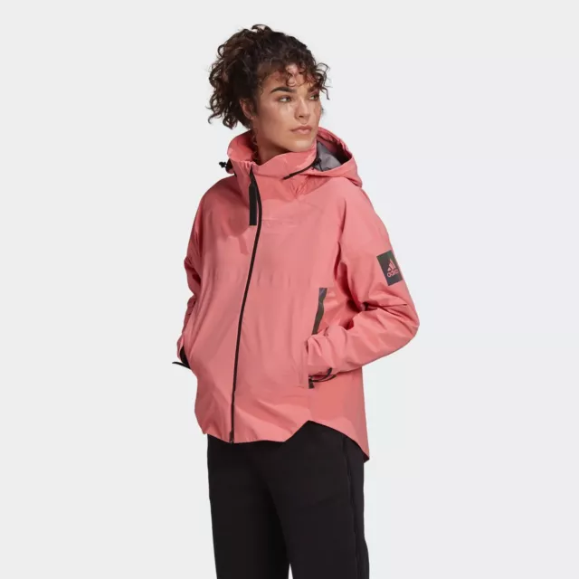 Wmns Adidas MyShelter WATERPROOF Rain Jacket Pink 3M Iridescent $230 MED GL1009