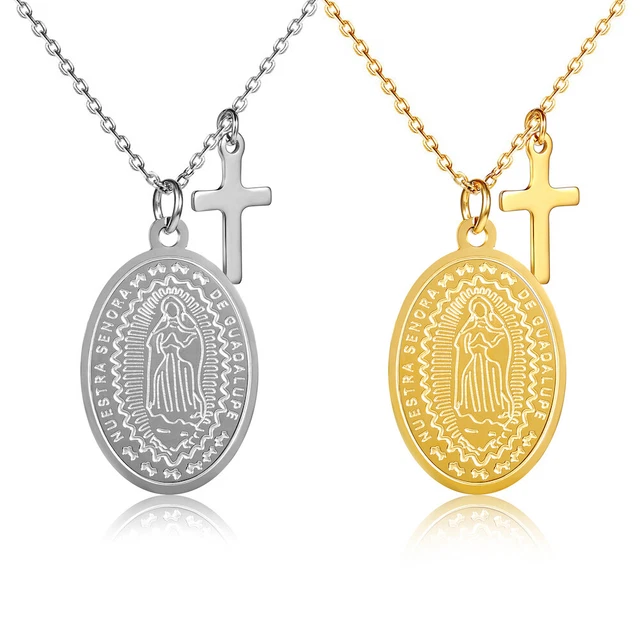 Chriscoco 2-teiliges Kreuz Ketten Set Gold/Silber - 14K Vergoldet Edelstahl Wasserfest