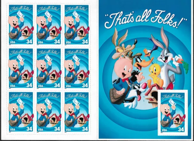 US STAMPS  - 34c PORKY PIG "THATS ALL FOLKS" BOOKLET - MNH