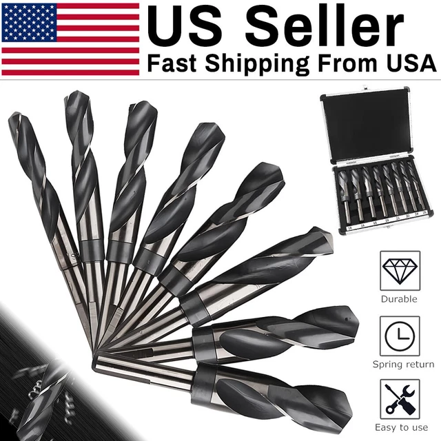 8 PCS HSS Cobalt Silver and Deming Drill Bits Set Large Size 9/16 inch to 1 inch