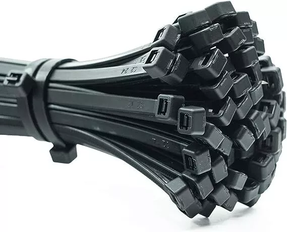100 Colliers de Serrage 100 x 2,5mm Plastique Noir Serflex Serre câble Attache