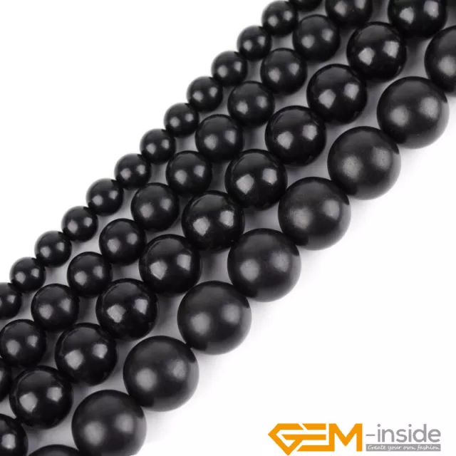 Natural Black Jet Gemstone Round Loose Beads Strand 15" 6mm 8mm 10mm 12mm DIY UK 3