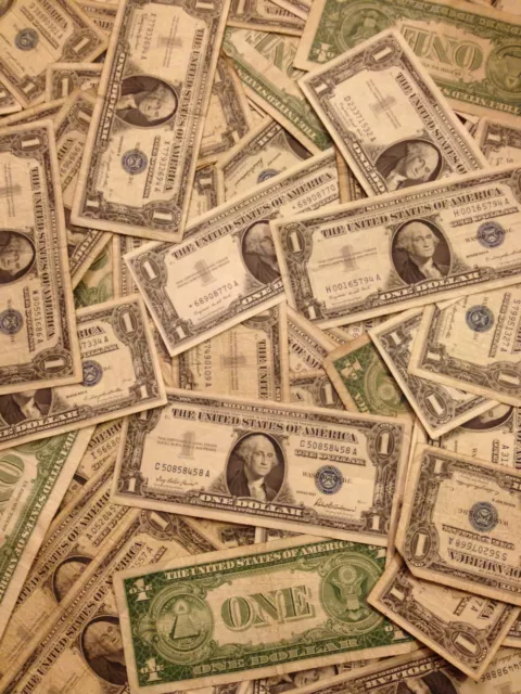 One Dollar US Note $1 Silver Certificate F-XF Bill Blue Seal Currency