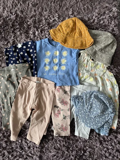 Girls baby spring summer bundle 6-9 months leggings hats dress tahirt H&M Next