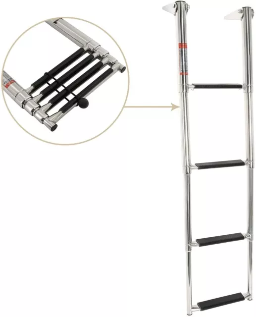 4 Step Telescoping Swim Marine Boat Ladder Telescoping Drop Ladder Stainless 3