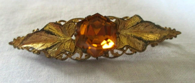Broche Barrette Vintage Plaquée Or Avec Rubis - Bijou Ancien 1973 En Parfait état