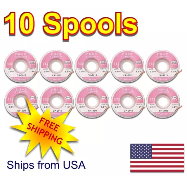 10 PCS. - Durable 1.5M x  2.0 mm Copper Braid Desoldering Solder Removal Wick