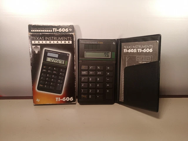 Calculatrice Solaire Texas Instruments TI-606 (Avec Boîte, Notice Et étui, Occasion)