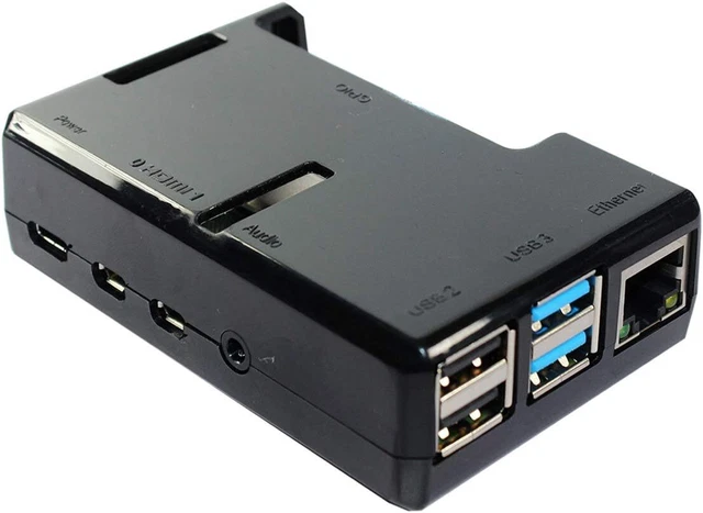 Custodia Per Raspberry Pi 4B Con Ventola E Dissipatori - Case In ABS Con Alimentatore 5V 3A UE Nero