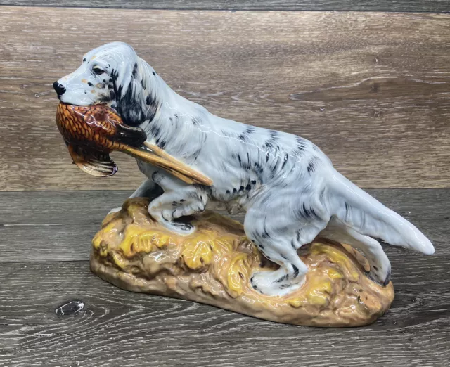 Royal Doulton Figurine Dog English Setter with Pheasant Bone China 11.5x8.5x4.2” 3