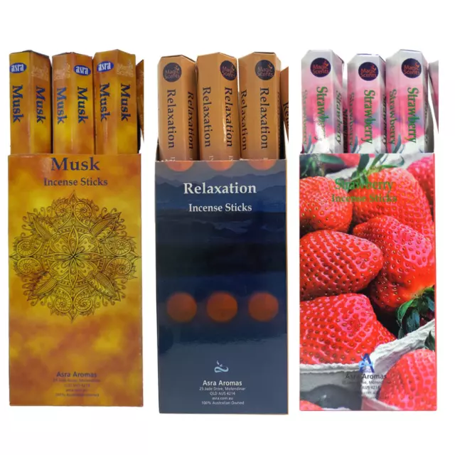 x3 Magic Scents Assorted Incenses (18 Tubes) Musk Relaxation Strawberry